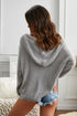 Zipper V-Neck Dropped Sleeve Hooded Solid Sweater